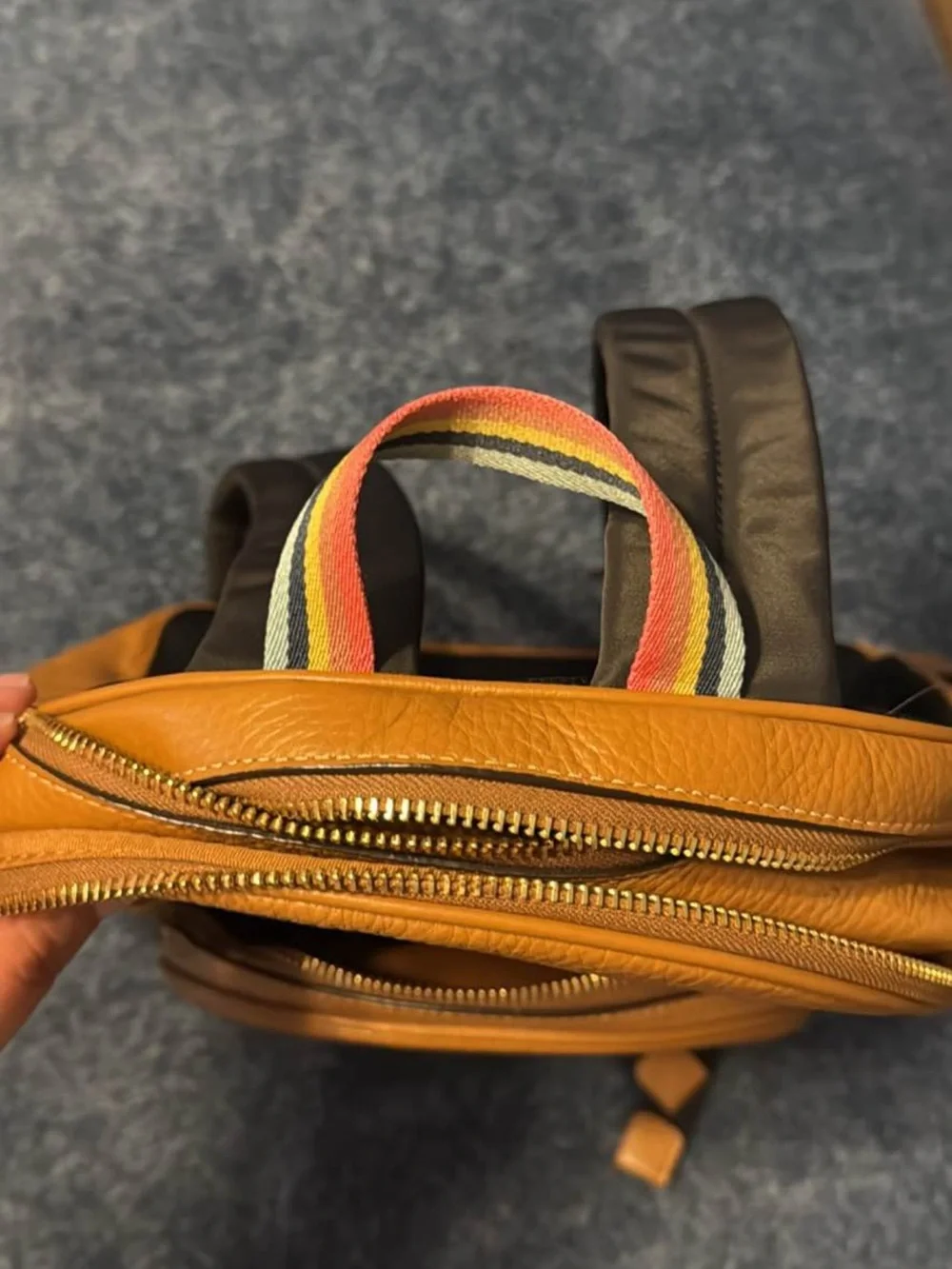 Coach Tan Leather Backpack - Signature Pebbled Leather